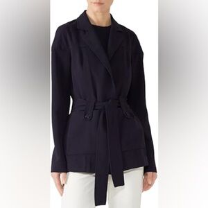 Derek Lam Collective Belted Cardigan Navy Blue Crepe Jacket Size IT 42/US 6